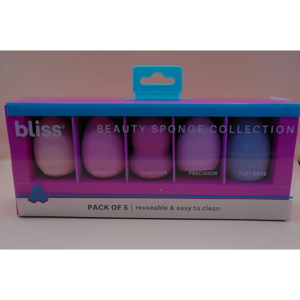 Bliss Beauty Sponge Collection Pack of 5 Makeup Blenders Pink Purple New